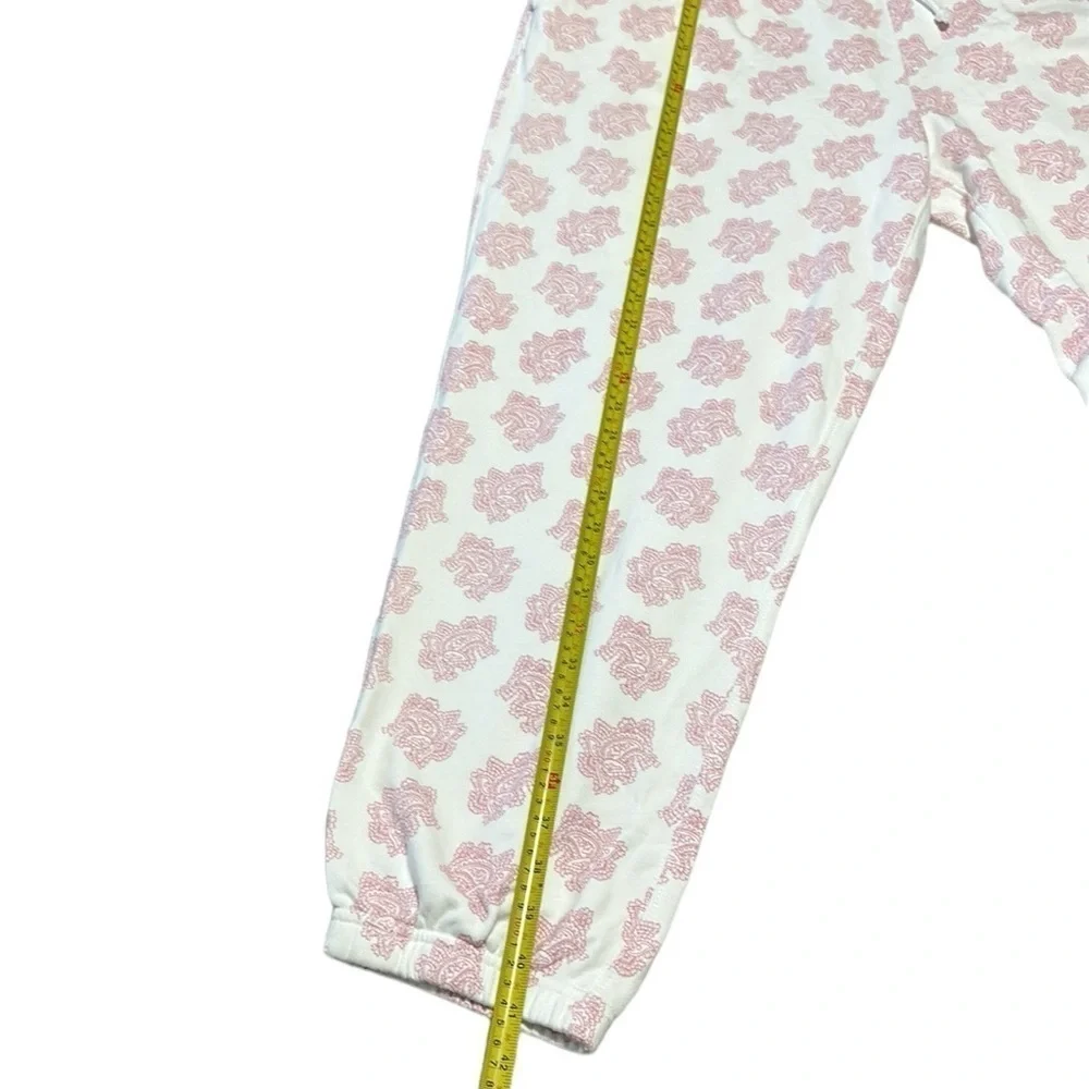 NWT J Crew Paisley Print Womens Joggers White Pink Size XXL